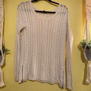 White, American Eagle Outfitters, Sweater With Detailing and Zippers